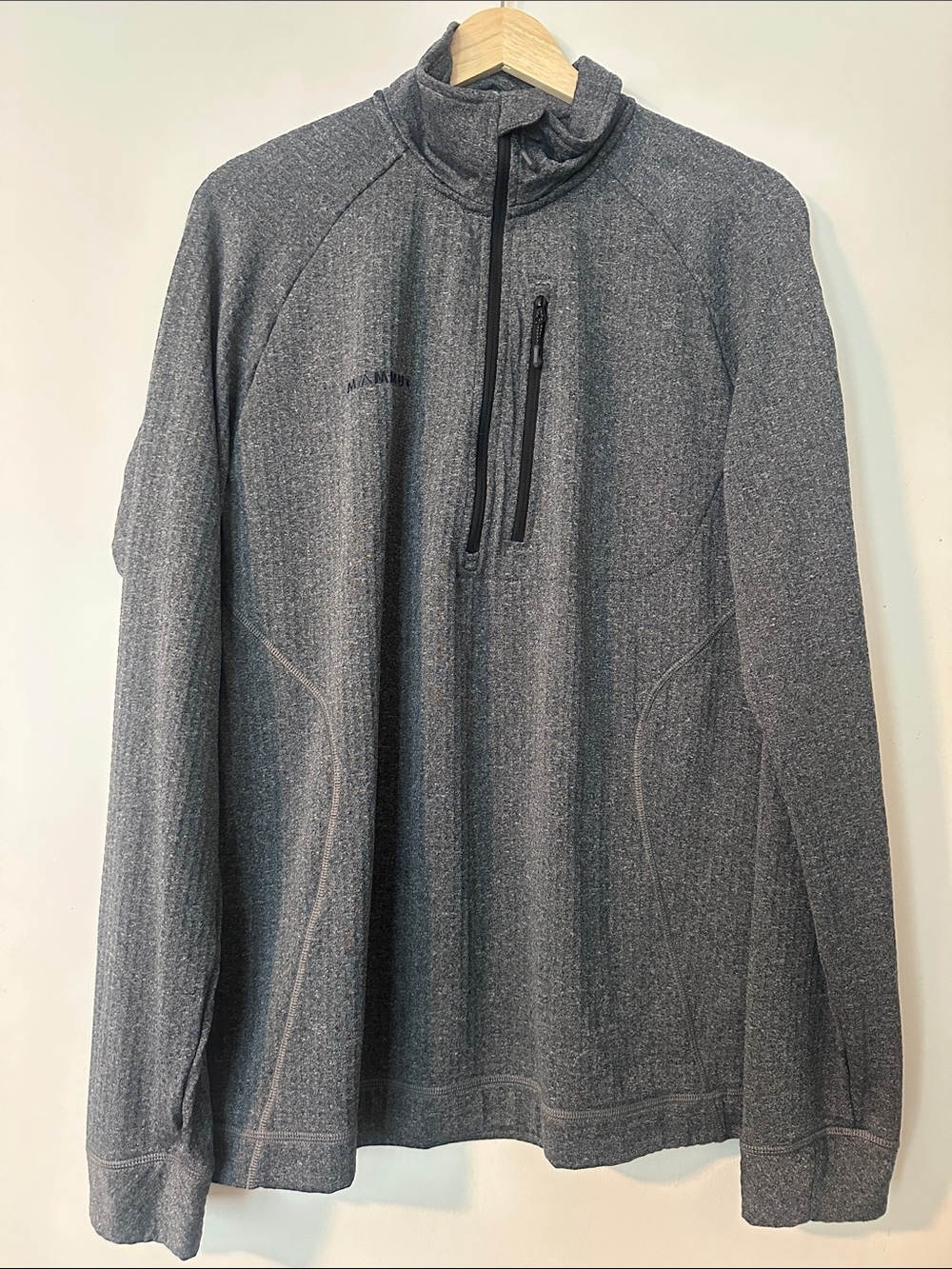 Mammut Gray Grid Fleece Quarter Zip, size L